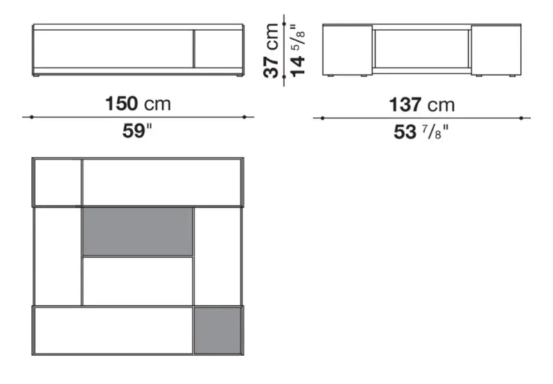 Surface - Small table with satin section (bronzed nickel painted baseboards and sides) (TSF150CV) B&B Italia
