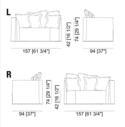 Ghost 35 L-R - Rounded Modular Sofa Element Gervasoni