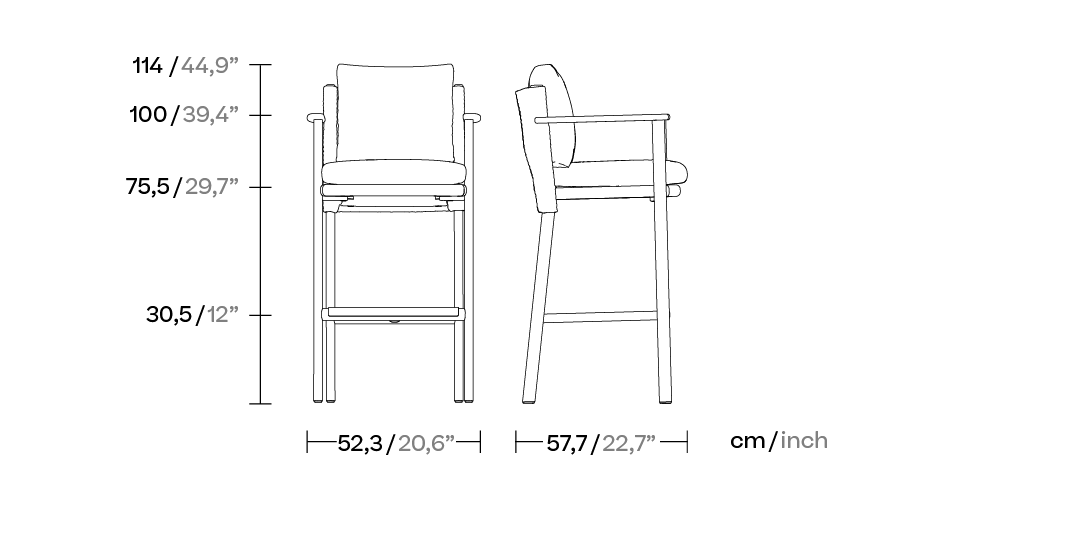 Giro - Stool including Seat and Backrest Cushion (KS7403400) Kettal