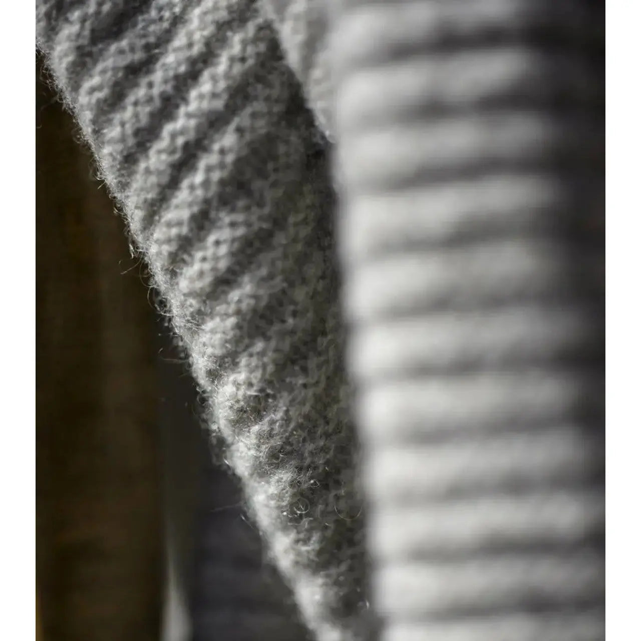 Yak Down Solid Platinum Ribbed Knit Throw | Hangai | JANGEORGe Interior Design