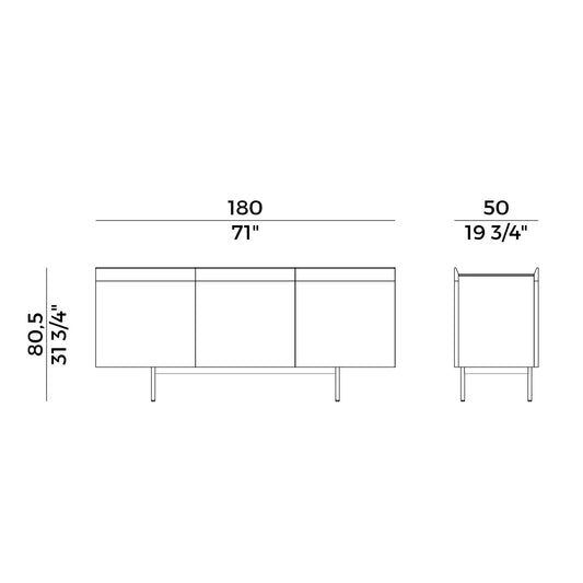 Avant - Sideboard with bronzed brass base (884/MB1-180) | Potocco | JANGEORGe Interior Design