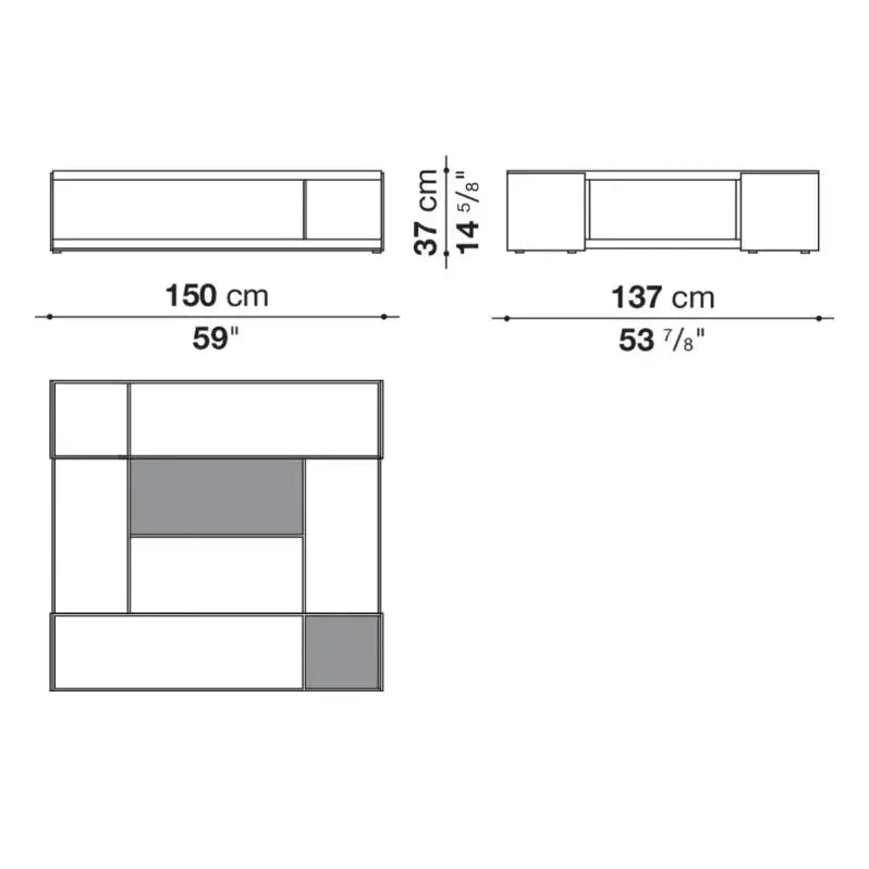 Surface - Small table with satin section (bronzed nickel painted baseboards and sides) (TSF150CV) B&B Italia
