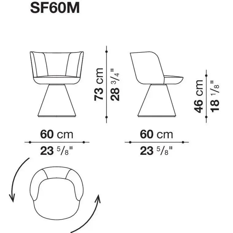 Flair O' - Swivel Chair 60cm With Automatic Return Mechanism (SF60M) B&B Italia