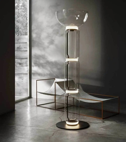 Noctambule Floor Lamp, LED Dimmable, 3 High Cylinders with Bowl and Large Base | Flos | JANGEORGe Interior Design