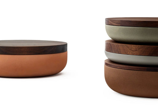 VVD Pottery Ceramic 30x5cm with 2cm Walnut Lid (3052) | When Objects Work | JANGEORGe Interior Design