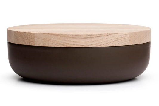 VVD Pottery - Ceramic 30x7cm with 3cm Oak Lid (3073) | When Objects Work | JANGEORGe Interiors & Furniture