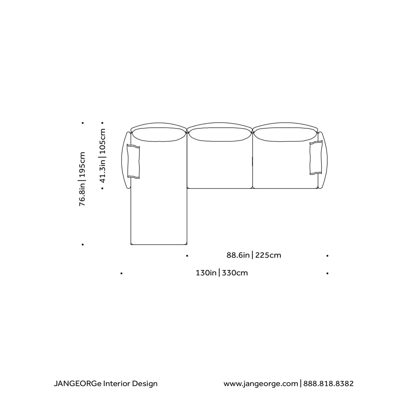 JANGEORGe Interiors & Furniture Moroso Gentry C20 Sofa Quick Ship Version Diagram Right